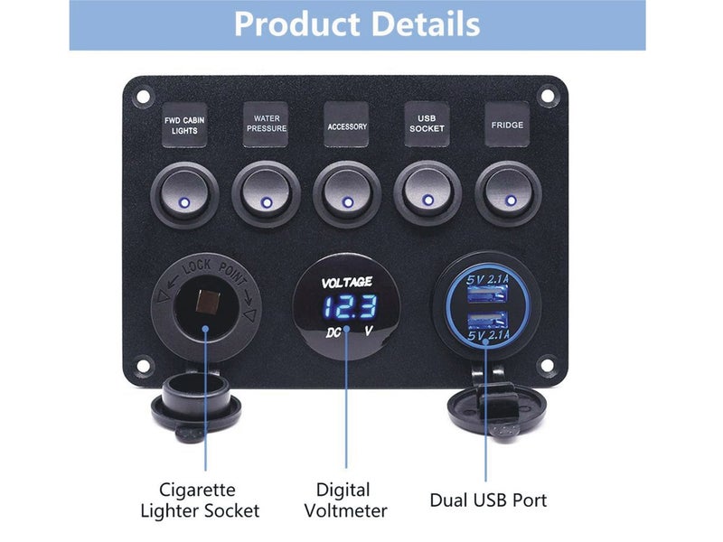 5 Gang Rocker Switch Panel