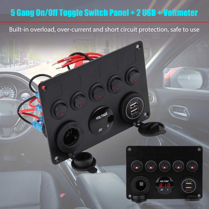 5 Gang Rocker Switch Panel