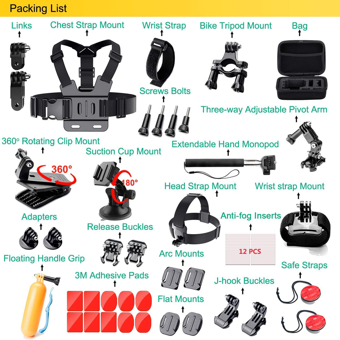Action Camera Accessories 49-in-1