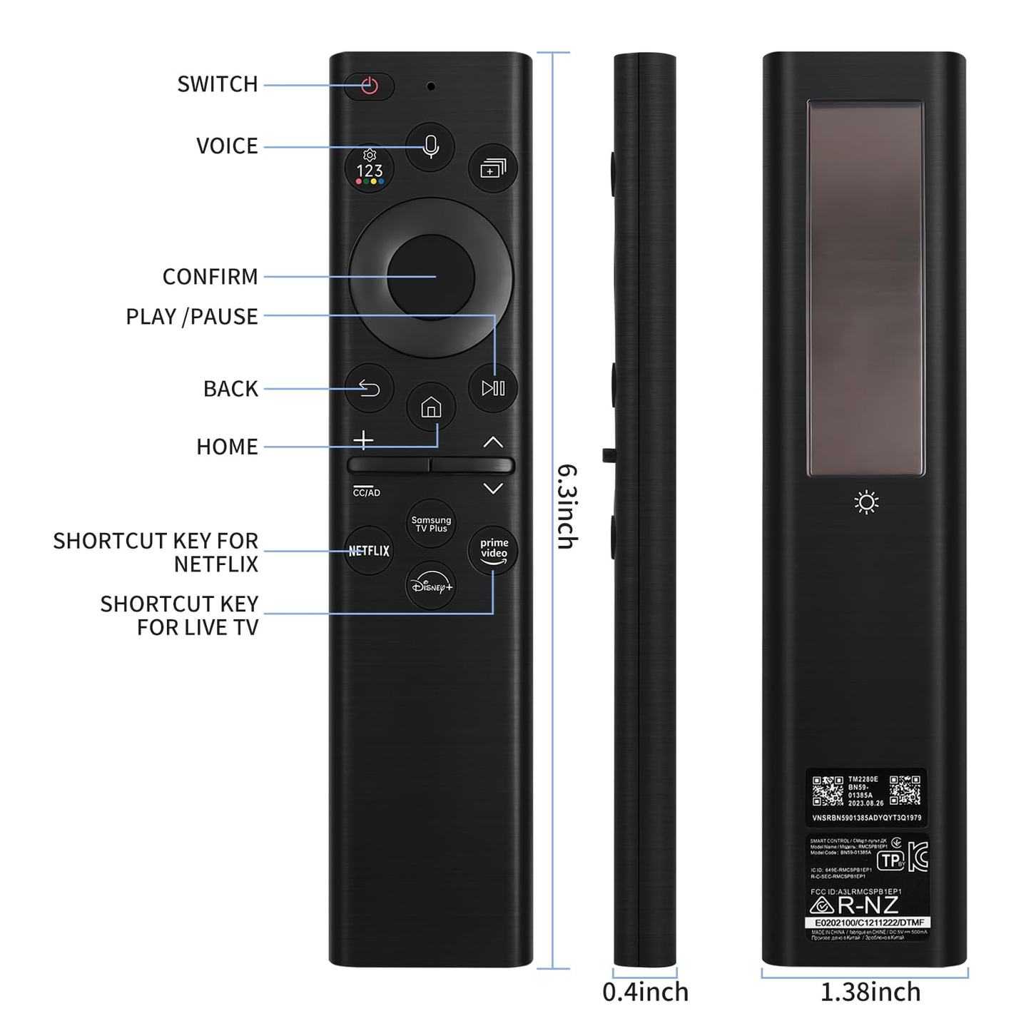 Samsung TV Remote Solar Smart TV Remote Repalcement voice Control