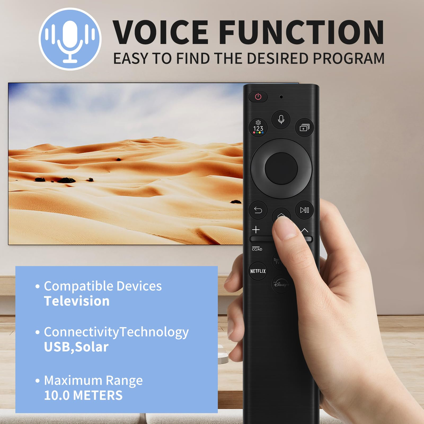 Samsung TV Remote Solar Smart TV Remote Repalcement voice Control