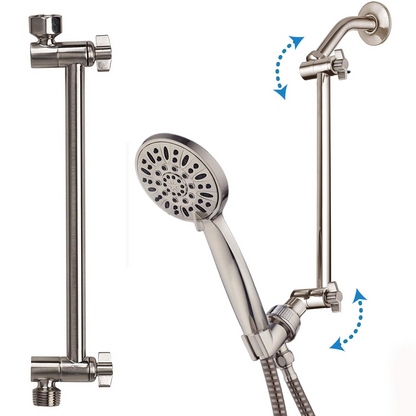 Shower Head Extension Arm (Silver, 11-inch Extension)