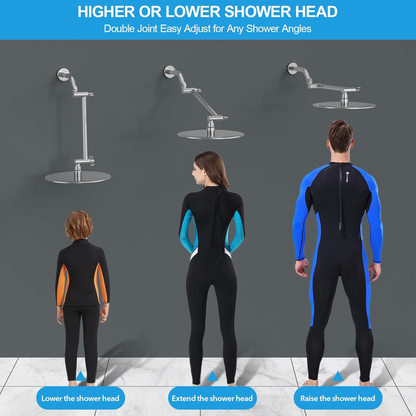 Shower Head Extension Arm (Silver, 11-inch Extension)