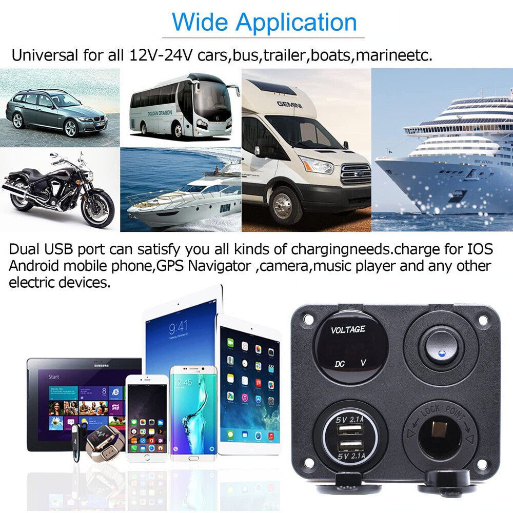 Marine Boat Rocker Switch Panel 12V