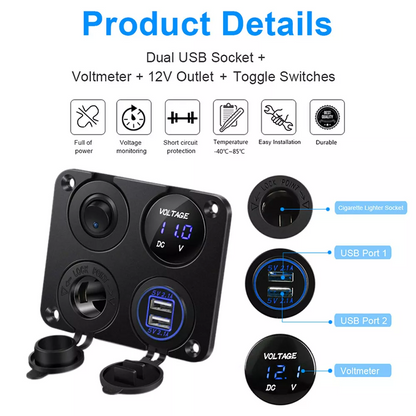 Marine Boat Rocker Switch Panel 12V