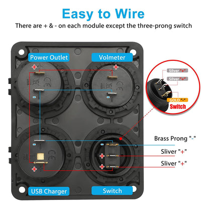 Marine Boat Rocker Switch Panel 12V