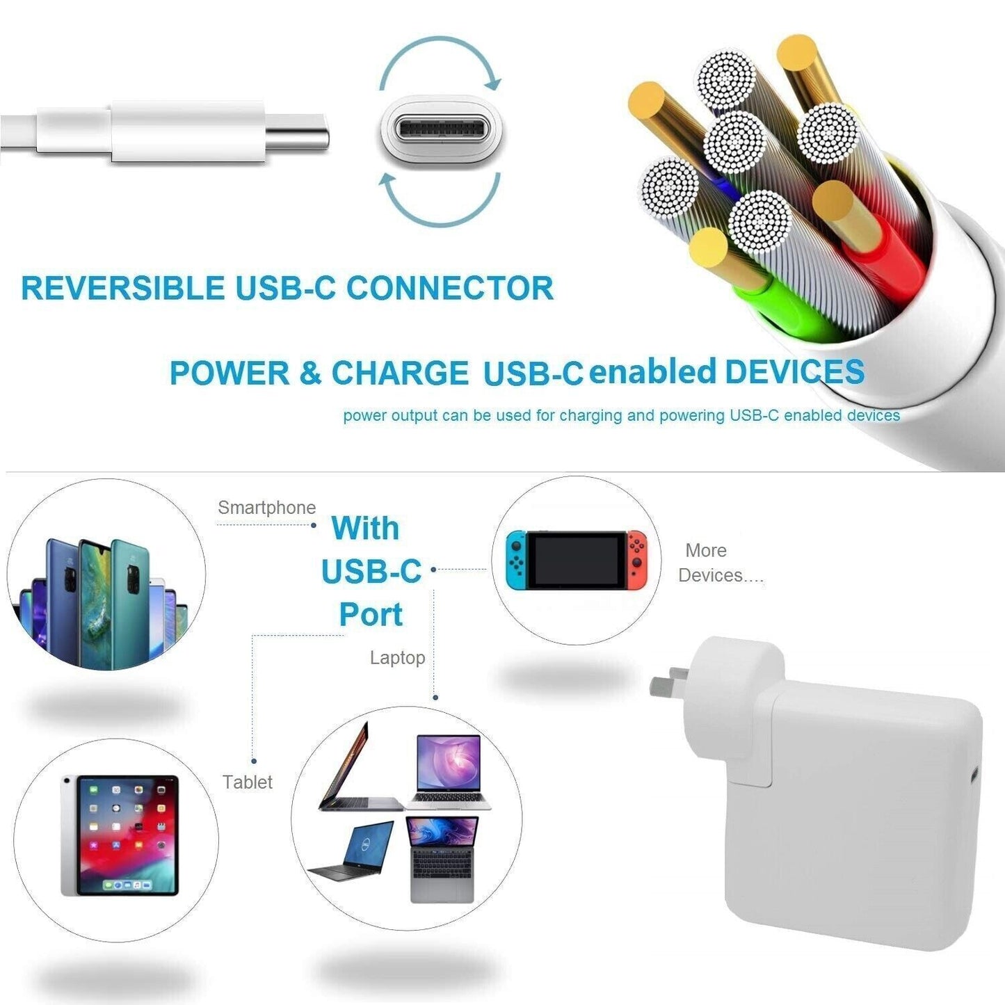 MacBook Charger 30W USB-C Replacement Charger for Macbook