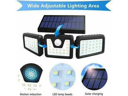 3-Headed Outdoor Solar Motion Sensor Light 74LED
