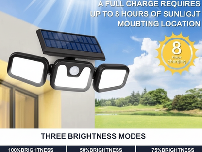 3-Headed Outdoor Solar Motion Sensor Light 74LED