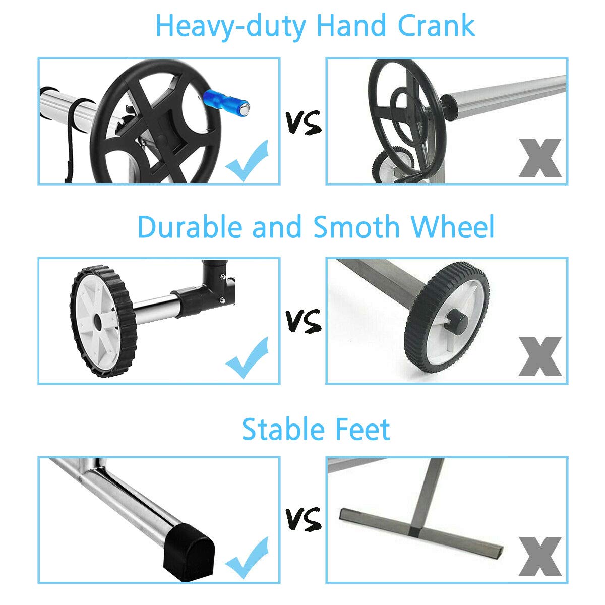 Pool Cover Roller 6.4 m Adjustable Swimming Pool Solar Blanket Reel