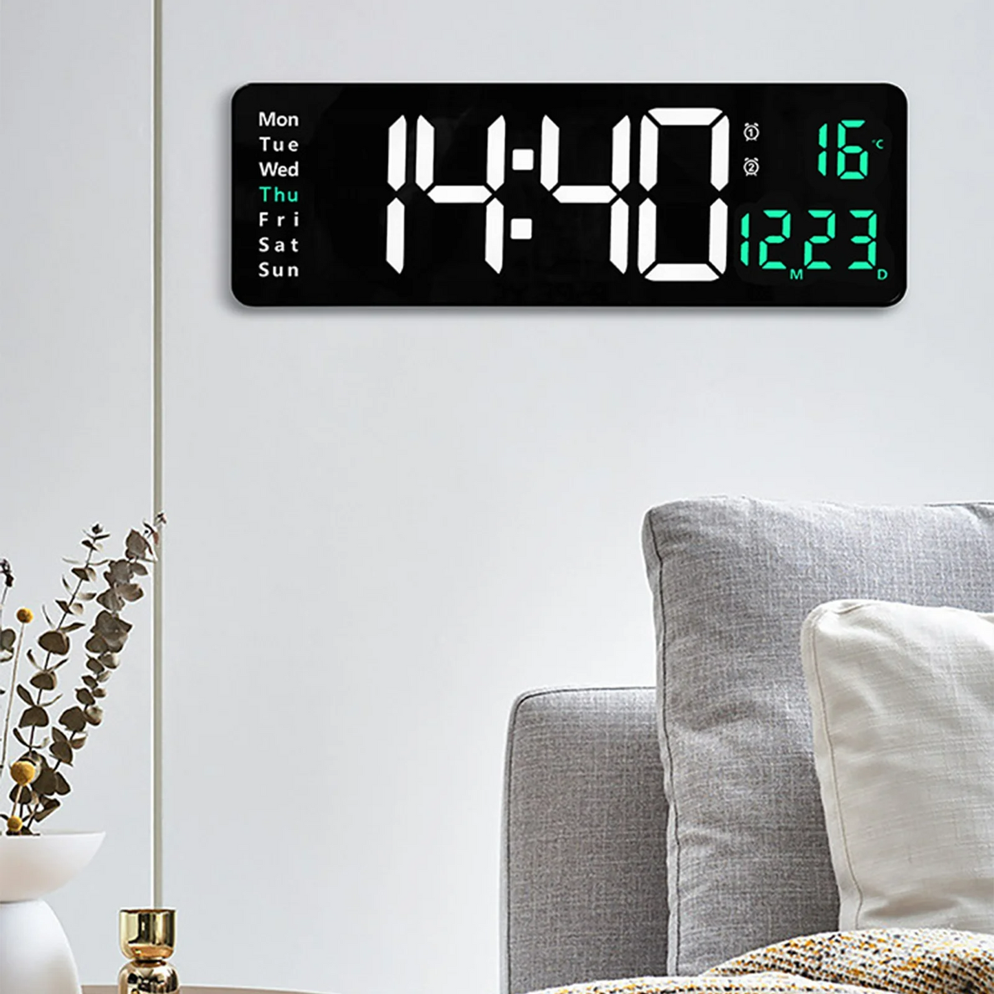 Digital Wall Clock Large Display LED Clock 16"