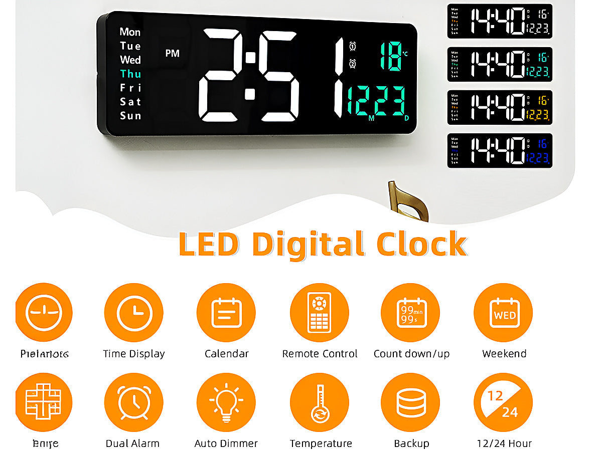 Digital Wall Clock Large Display LED Clock 16"