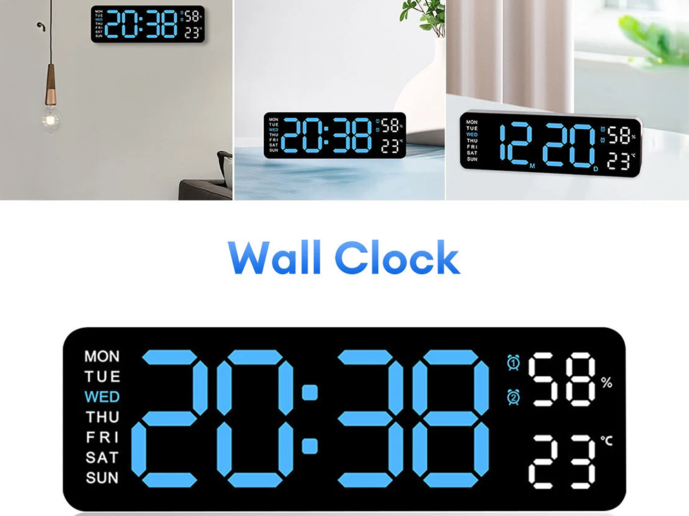 Digital Wall Clock Large Display LED Clock 16"