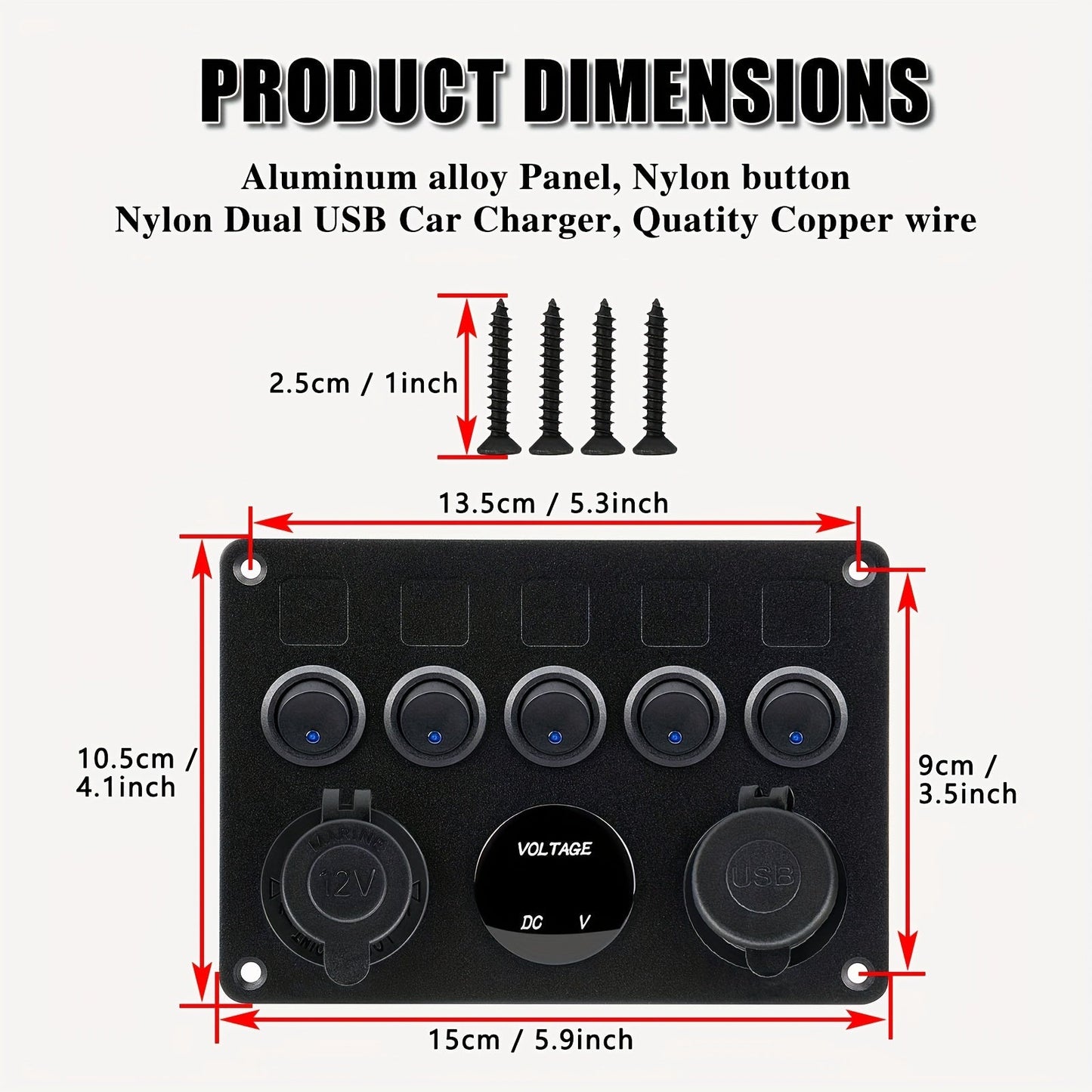 5 Gang Rocker Switch Panel