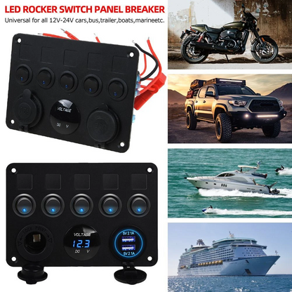 5 Gang Rocker Switch Panel