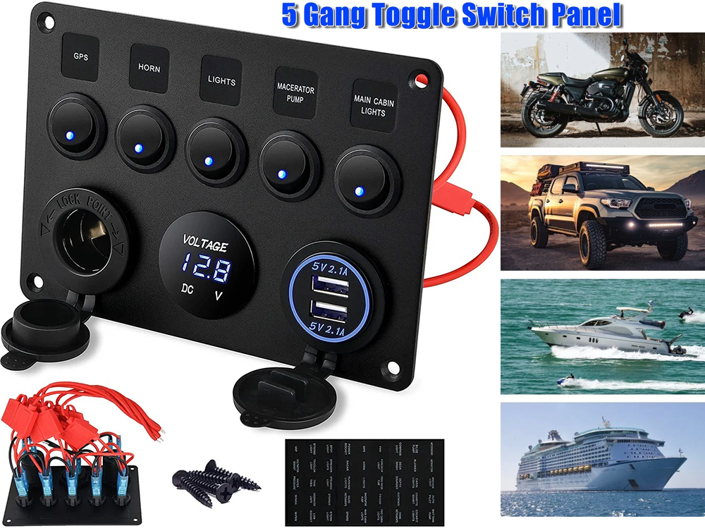 5 Gang Rocker Switch Panel