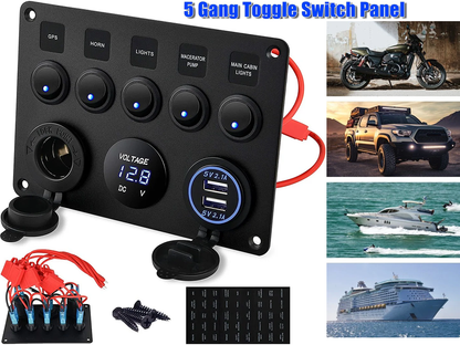 5 Gang Rocker Switch Panel