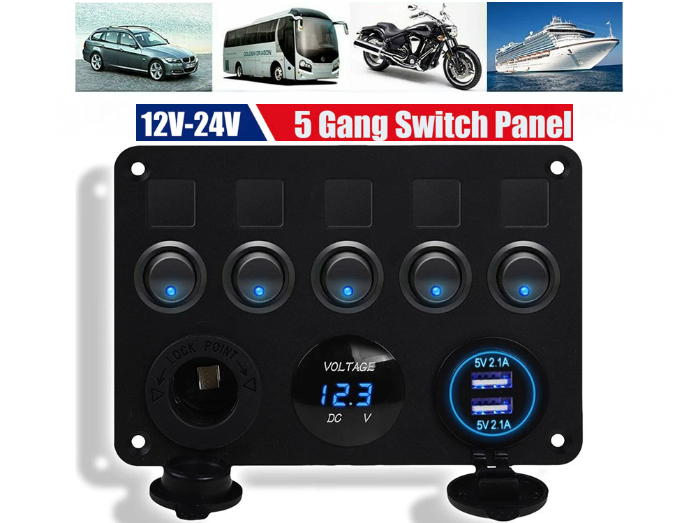5 Gang Rocker Switch Panel