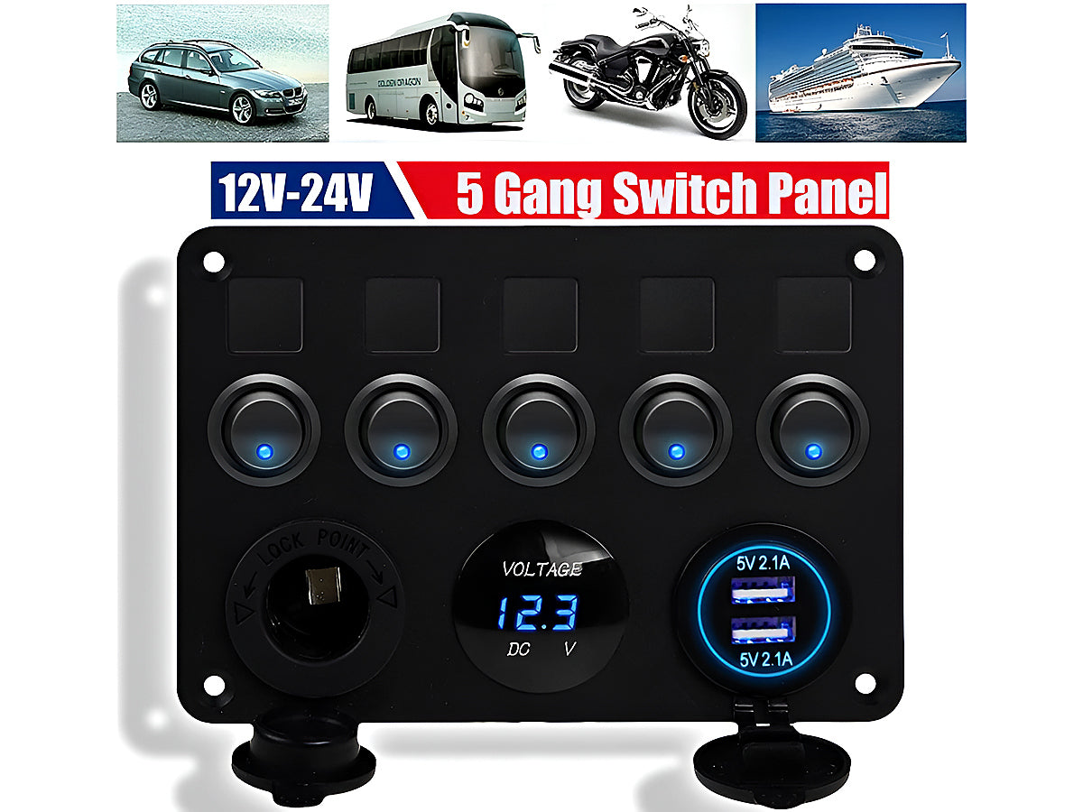 5 Gang Rocker Switch Panel