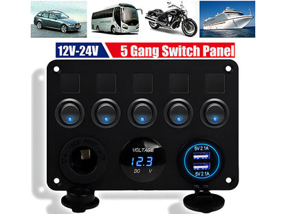 5 Gang Rocker Switch Panel