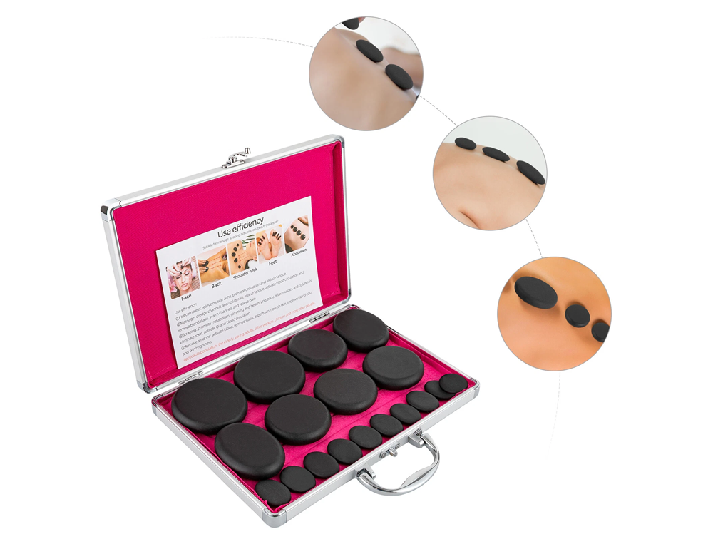 Hot Stones Massage Set with Warmer Set of 16 Pcs