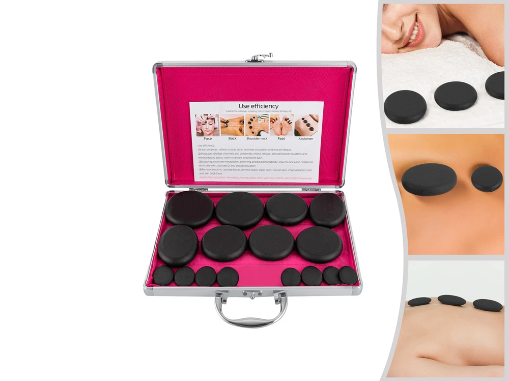Hot Stones Massage Set with Warmer Set of 16 Pcs