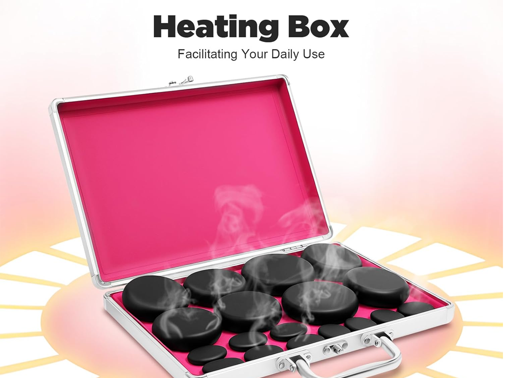 Hot Stones Massage Set with Warmer Set of 16 Pcs