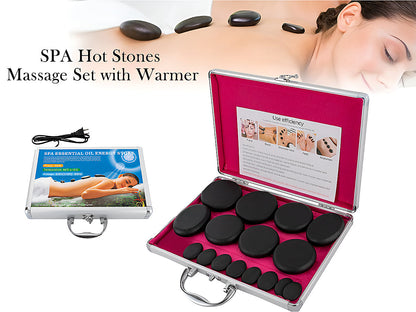 Hot Stones Massage Set with Warmer Set of 16 Pcs
