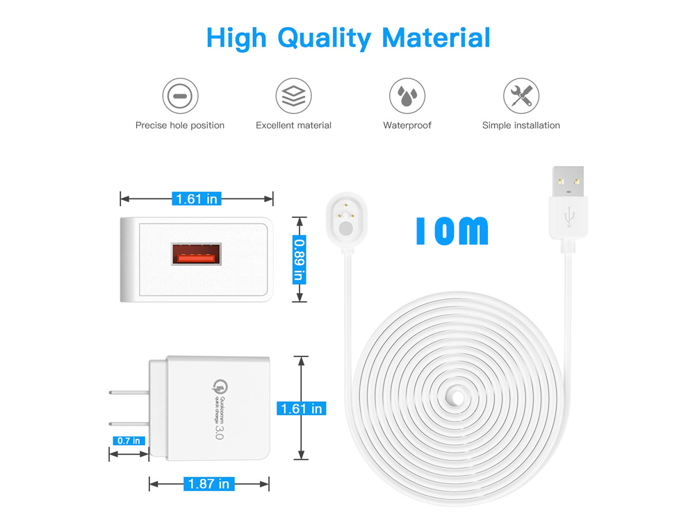10M Weatherproof Power Cable for Arlo Pro 3/4/5 & Ultra 1/2 Cameras