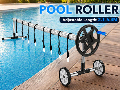 Pool Cover Roller 6.4 m Adjustable Swimming Pool Solar Blanket Reel