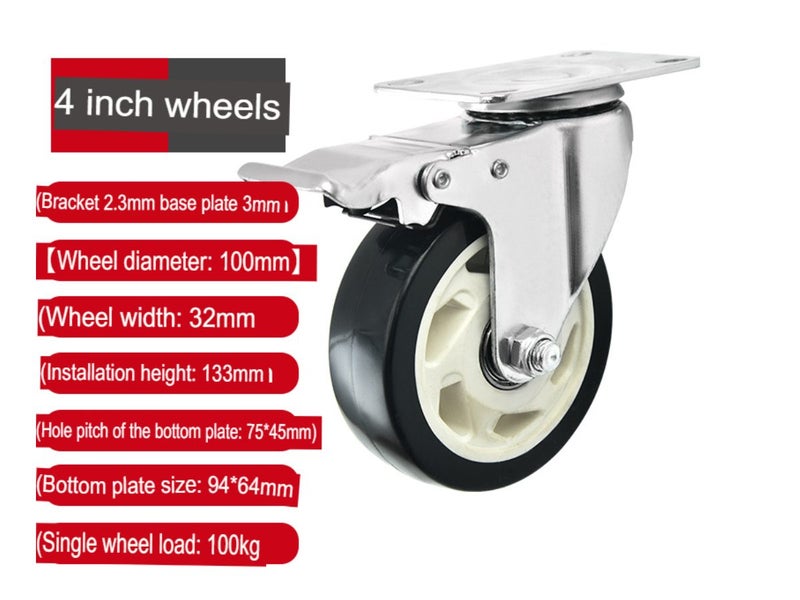 Castor Trolley Wheel with Brake