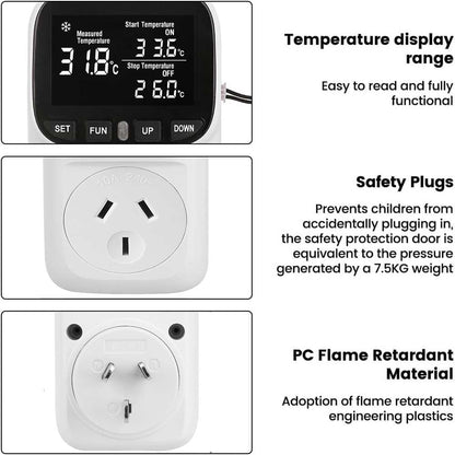 Digital Thermostat Electric Temperature Controller Sensor Socket Timer