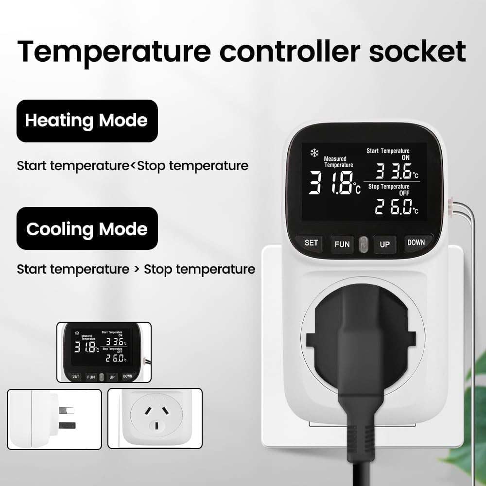 Digital Thermostat Electric Temperature Controller Sensor Socket Timer