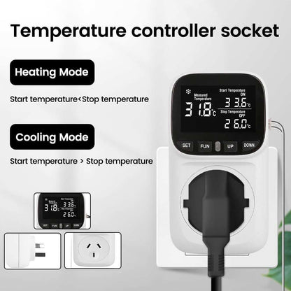 Digital Thermostat Electric Temperature Controller Sensor Socket Timer