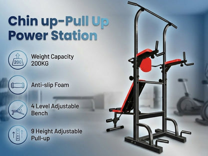 Power Tower Dip Station Pull Up Bar for Home Gym