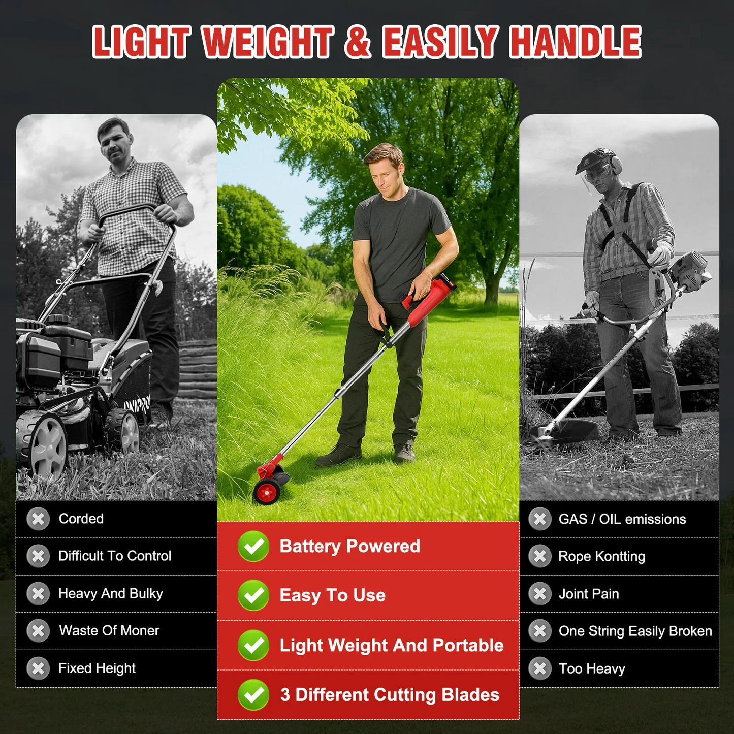 Lawn Mower Cordless Grass Trimmer Weed Eater