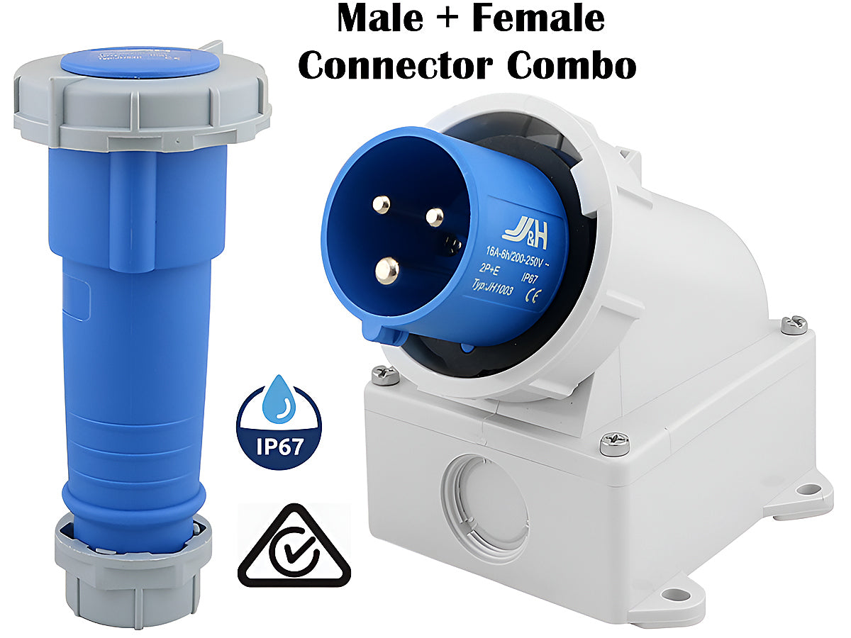 Caravan Lead Connector Plug Female and Male Inlets 16A IP67