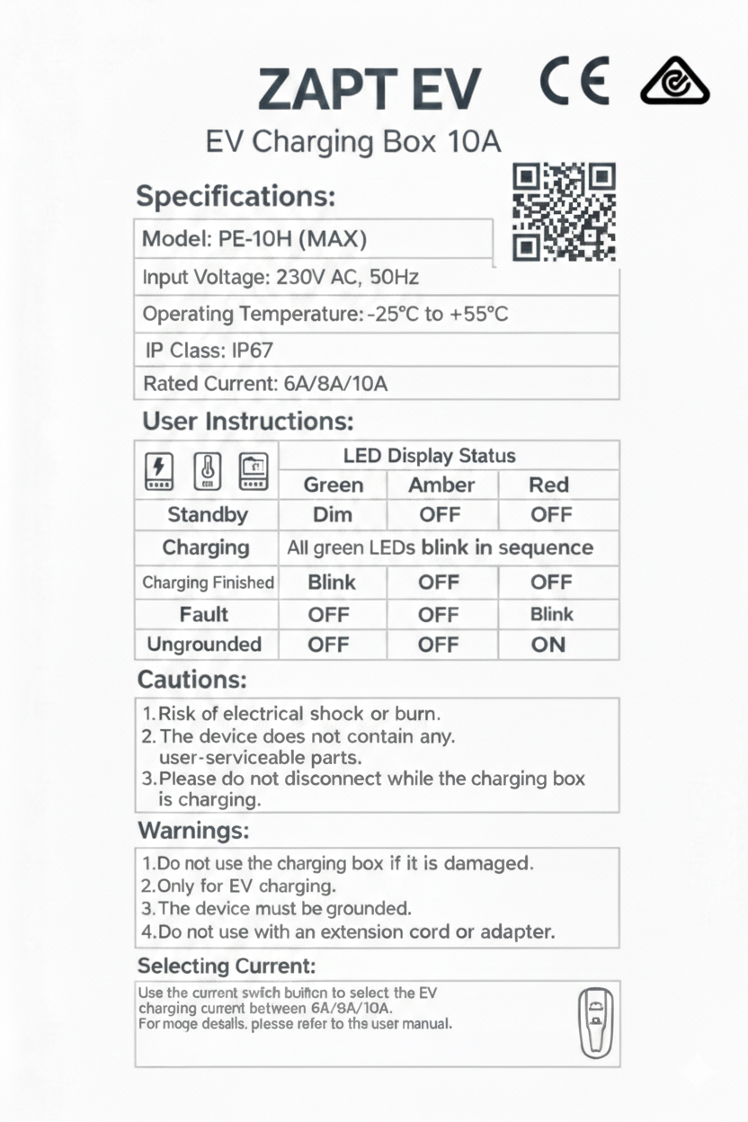 Type 1 EV Charger (10A,  2.3kW)