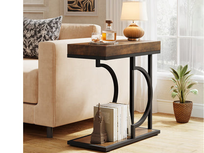 Side Table C-Shaped End Table for Sofa and Bed