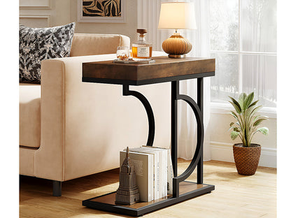 Side Table C-Shaped End Table for Sofa and Bed