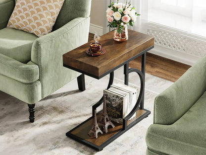 Side Table C-Shaped End Table for Sofa and Bed