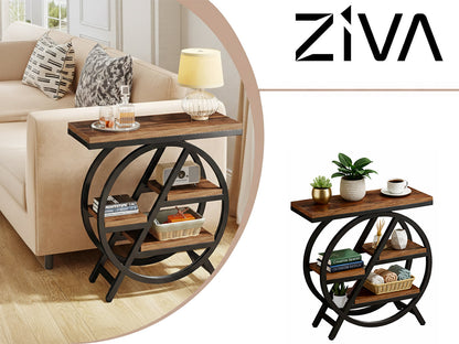 3 Tier Side Table with Storage Shelf Narrow End Table