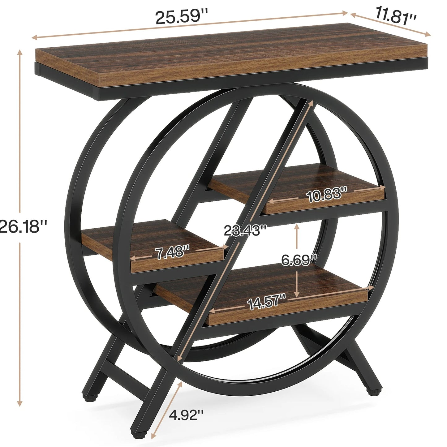 3 Tier Side Table with Storage Shelf Narrow End Table