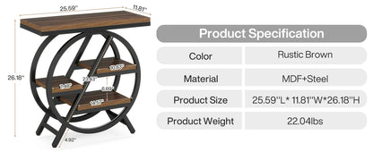 3 Tier Side Table with Storage Shelf Narrow End Table