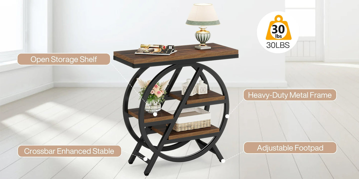 3 Tier Side Table with Storage Shelf Narrow End Table