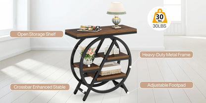 3 Tier Side Table with Storage Shelf Narrow End Table