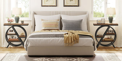 3 Tier Side Table with Storage Shelf Narrow End Table