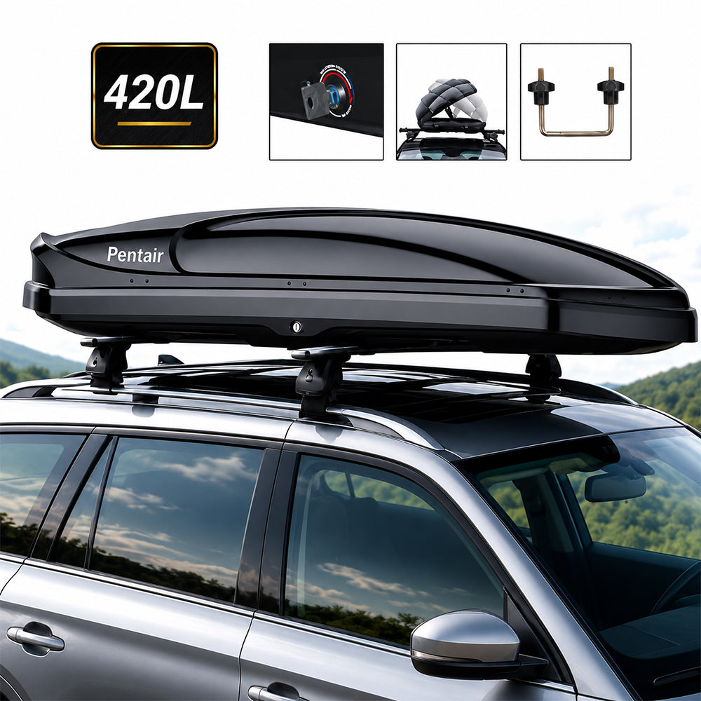 Premium Quality Roof Racks Box with 420L Capacity Glossy Black