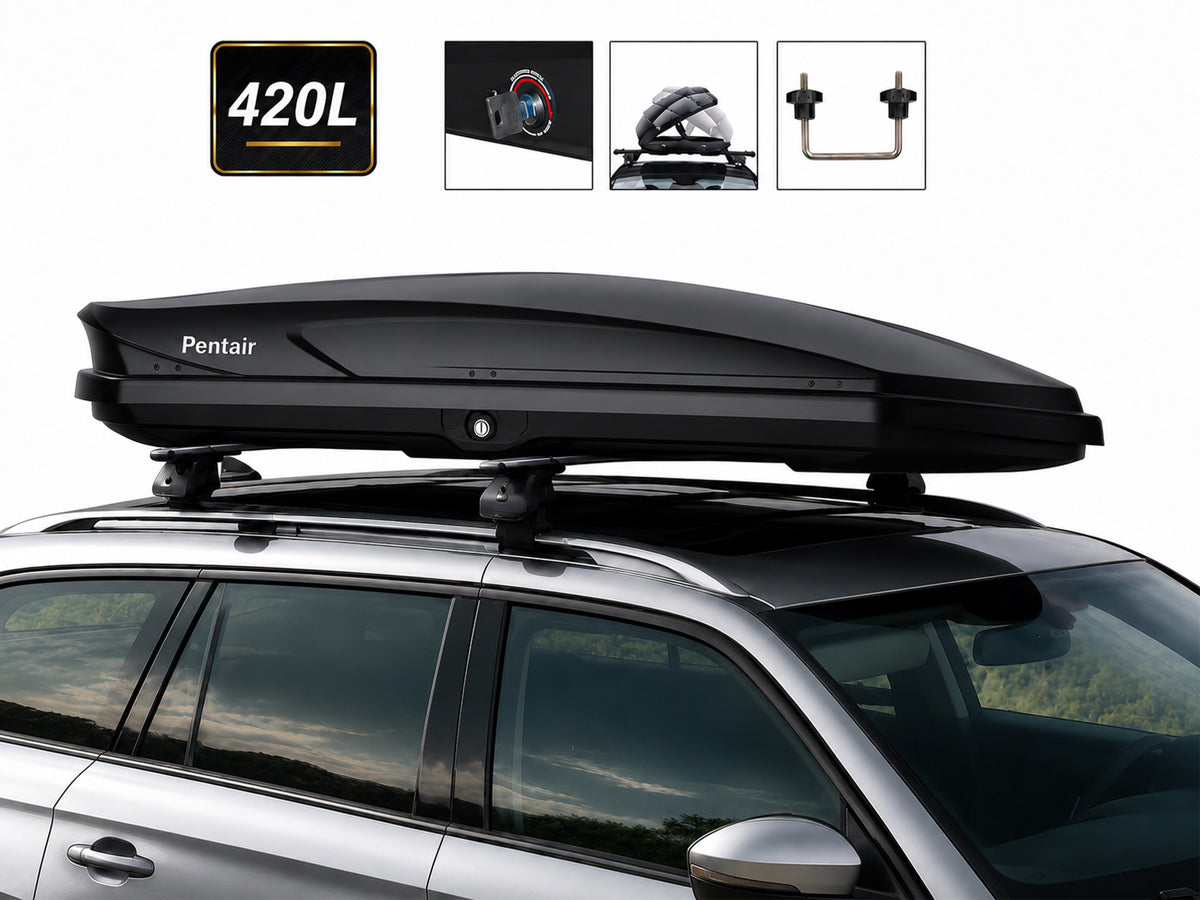 Car Roof Box with 420L Capacity – Glossy Black