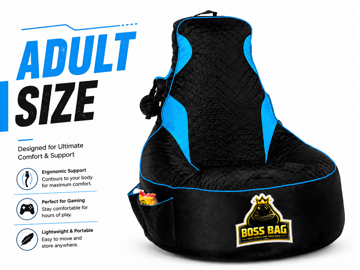 Gaming Bean Bag Chair with Side Pocket - Adult Size